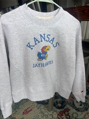 League Gray Kansas Jayhawks Crewneck Sweatshirt with Blue & Yellow Logo